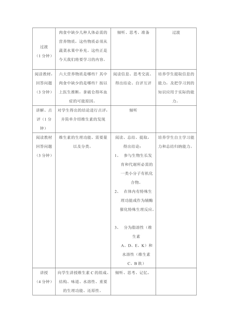 2019-2020年新人教版化学选修1高中《维生素和微量元素》word教案.doc_第3页