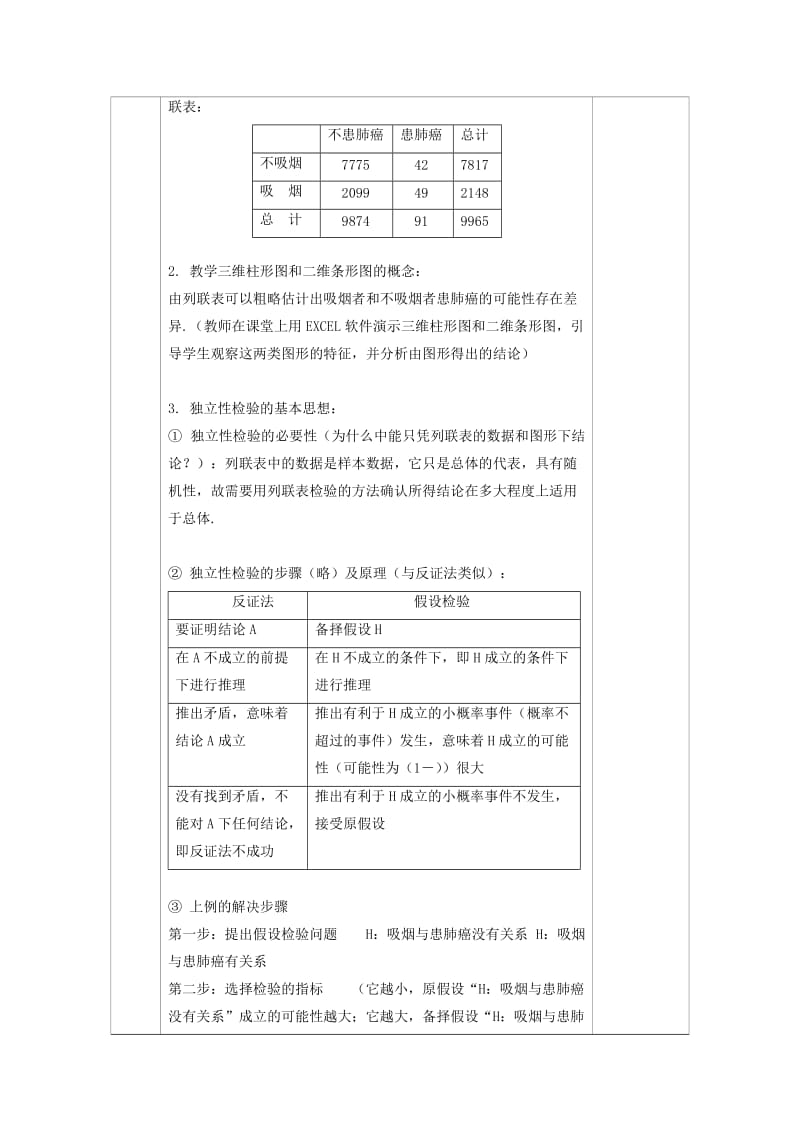 2019-2020年人教版高中数学选修1-2教案：1-2独立性检验的基本思想及其初步应用（1）.doc_第2页