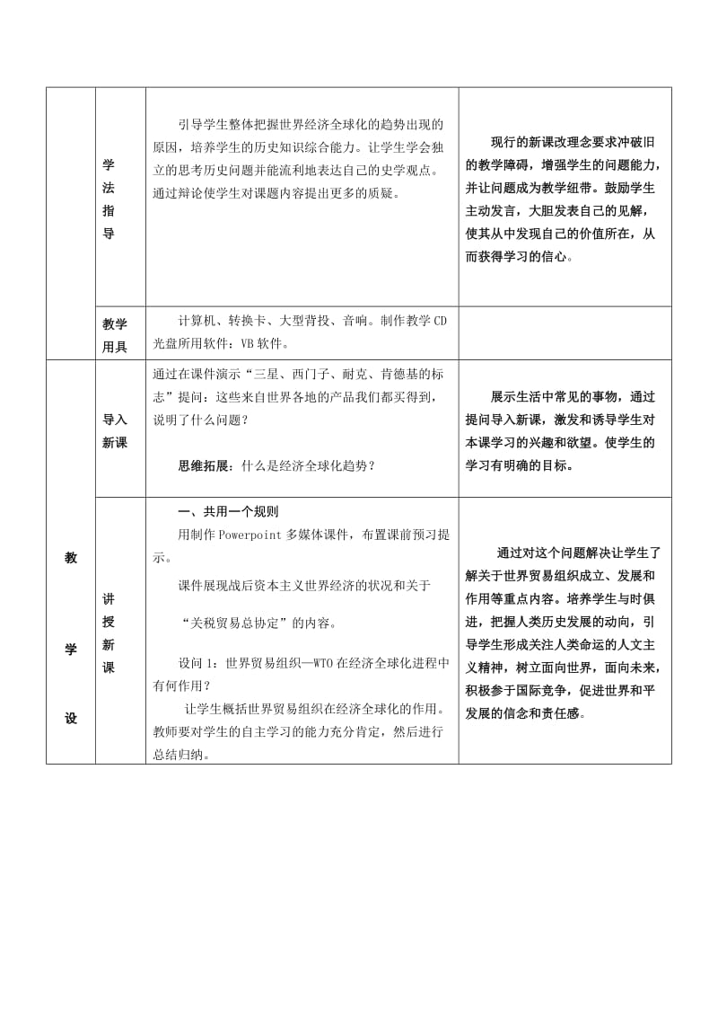 2019-2020年人教版高中历史必修2《世界经济全球化进程》说课设计.doc_第3页