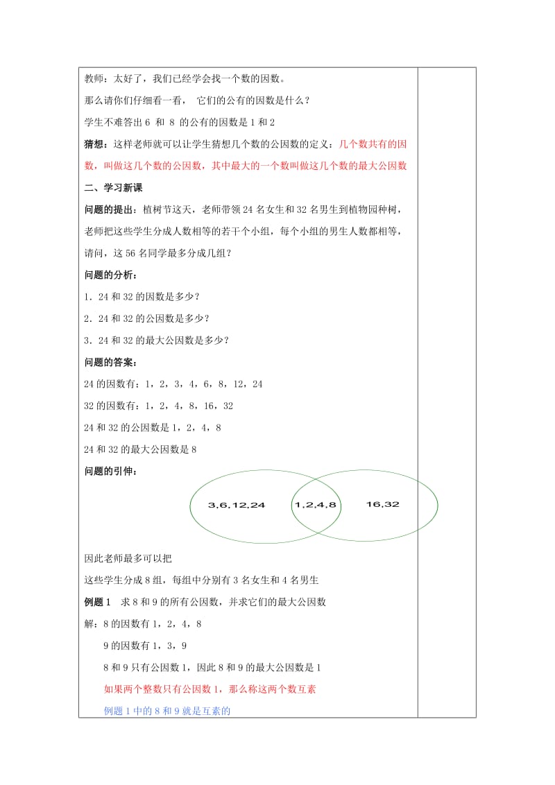 2019年(秋)六年级数学上册 1.5 公因数与最大公因数教案 沪教版五四制.doc_第2页