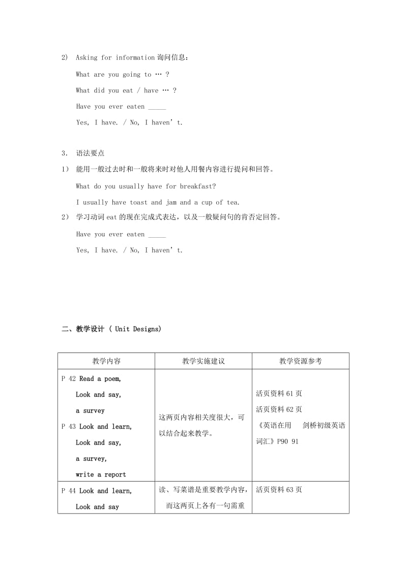 2019年六年级英语上册 Module 3Unit 2 Favourite food and drinks教案 沪教牛津版.doc_第2页