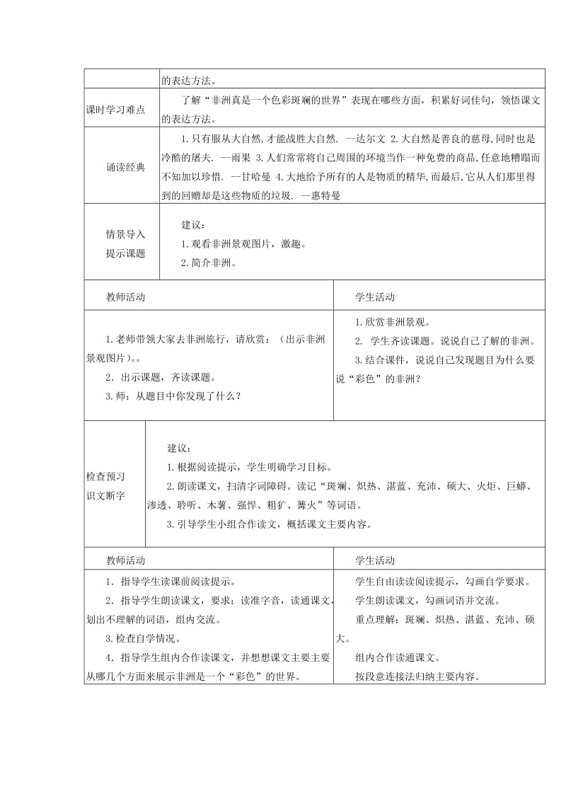 2019年五年级语文下册第八组28彩色的非洲教案2新人教版.doc_第2页