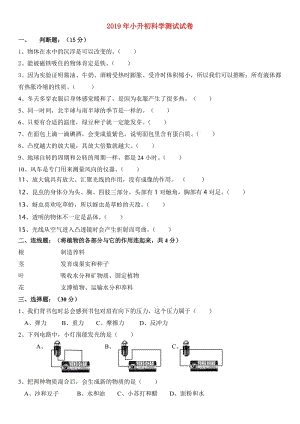 2019年小升初科學(xué)測試試卷.doc