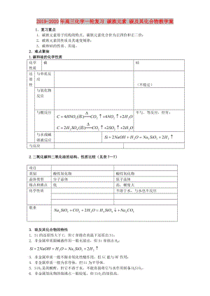 2019-2020年高三化學(xué)一輪復(fù)習(xí) 碳族元素 碳及其化合物教學(xué)案.doc