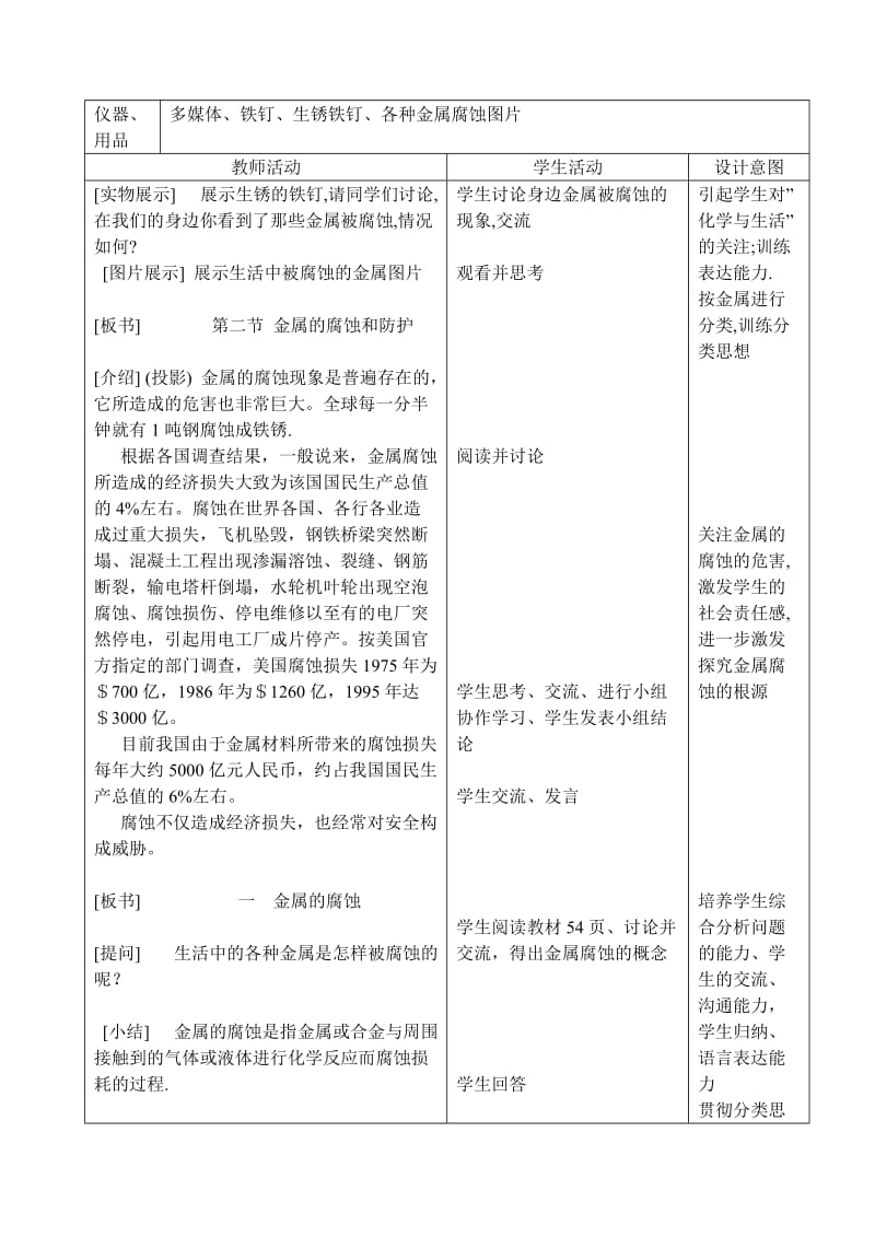 2019-2020年新人教版高中化学选修1第三章第二节 金属的腐蚀和防护2.doc_第2页