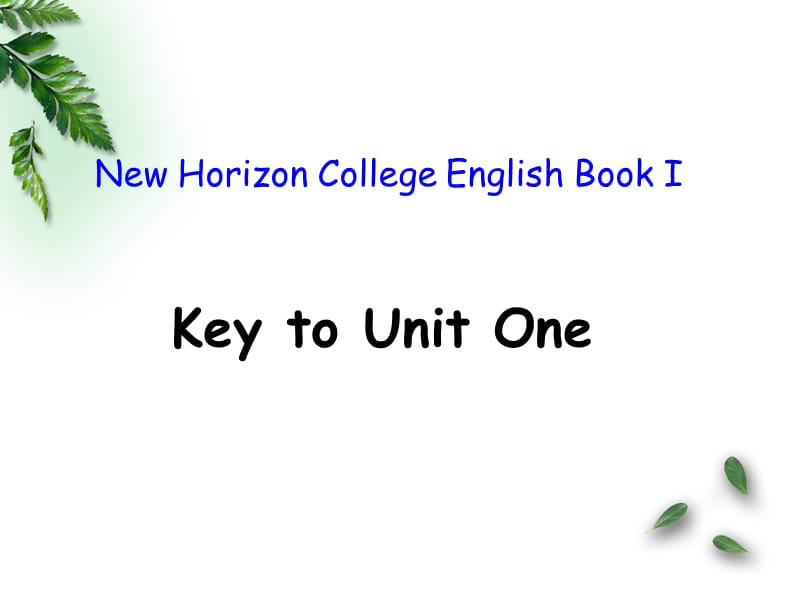 第三版新视野课后答案Book1-1 TextA key to exercisesppt课件_第1页