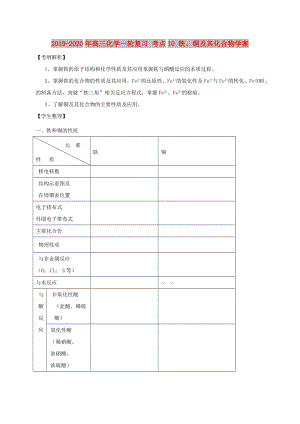 2019-2020年高三化學(xué)一輪復(fù)習(xí) 考點(diǎn)10 鐵、銅及其化合物學(xué)案.doc