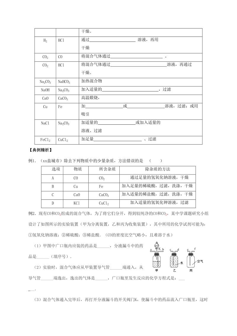 2019-2020年中考化学一轮复习 分离和提纯导学案.doc_第2页