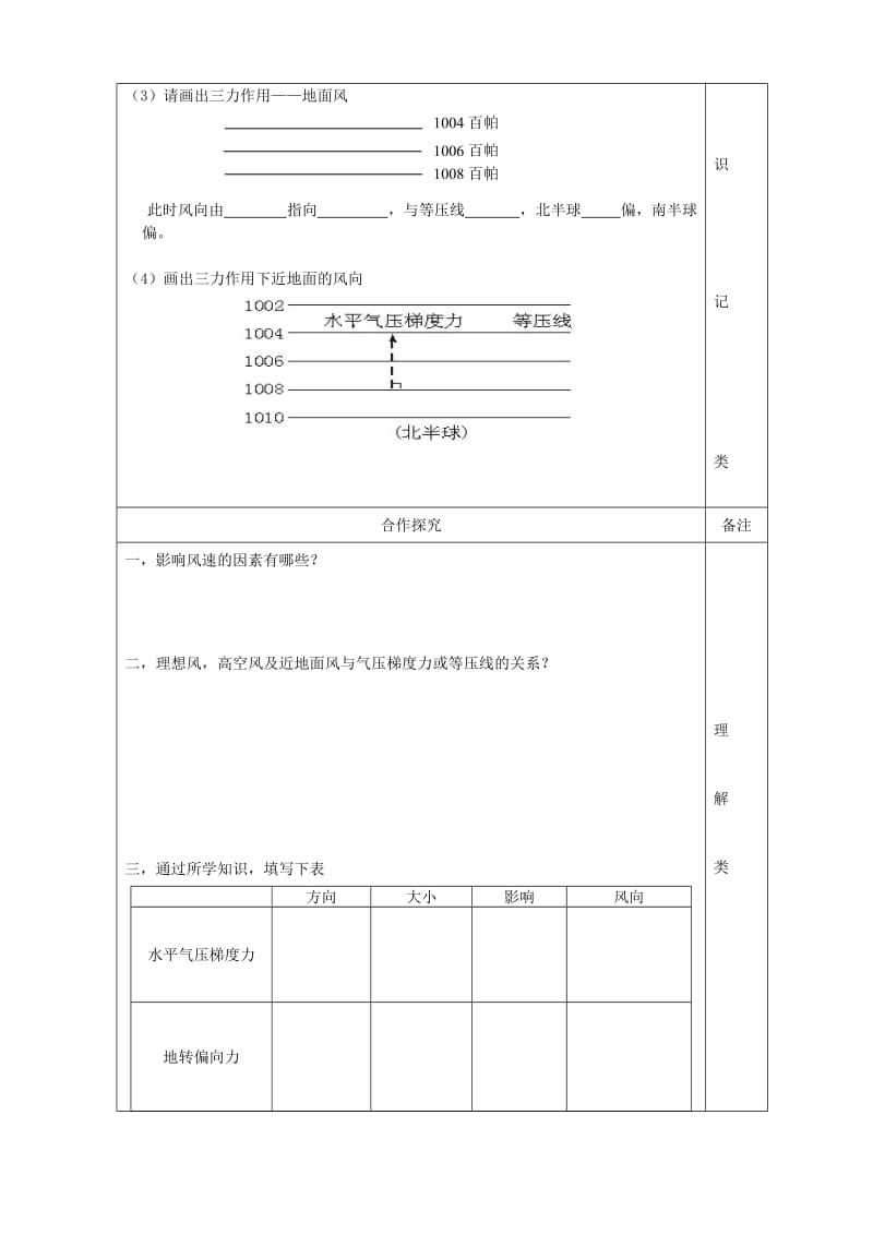 2019-2020年高一地理 第二章 第一节 大气的水平运动教案.doc_第2页