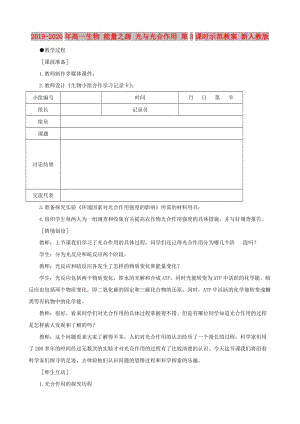 2019-2020年高一生物 能量之源 光與光合作用 第3課時示范教案 新人教版.doc