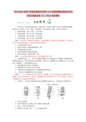 2019-2020年高一生物知能提升訓練：4.3《物質跨膜運輸的方式》（新人教版必修1） Word版含解析.doc