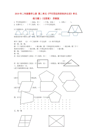 2019年二年級(jí)數(shù)學(xué)上冊(cè) 第二單元《平行四邊形的初步認(rèn)識(shí)》單元練習(xí)題1（無(wú)答案） 蘇教版.doc