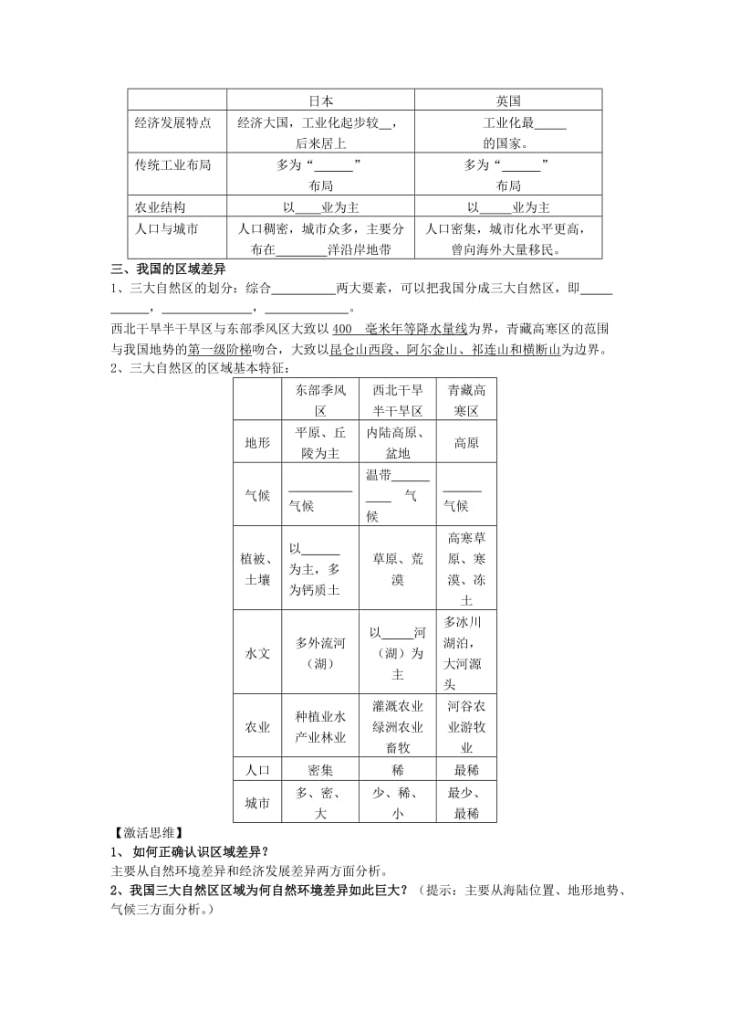 2019-2020年高三地理一轮复习 第1讲 第2节 自然环境和人类活动的区域差异导学案.doc_第2页