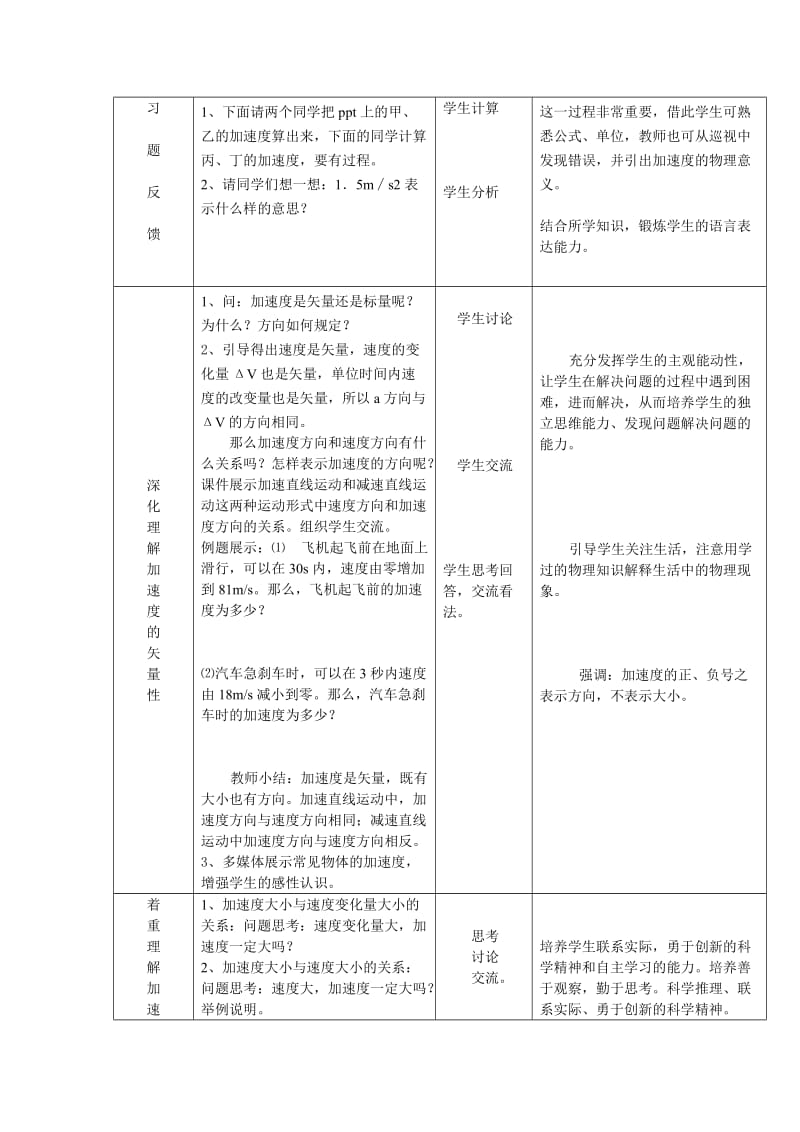 2019-2020年沪科版物理高一上1-E《速度变化的快慢 加速度》教学案例.doc_第3页