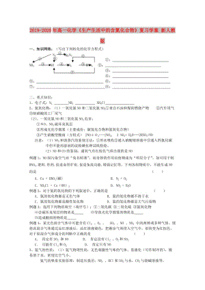 2019-2020年高一化學(xué)《生產(chǎn)生活中的含氮化合物》復(fù)習(xí)學(xué)案 新人教版.doc