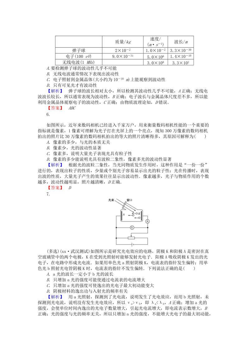 2019-2020年高三物理一轮总复习（选修3-5）2波粒二象性课时作业新人教版.doc_第2页