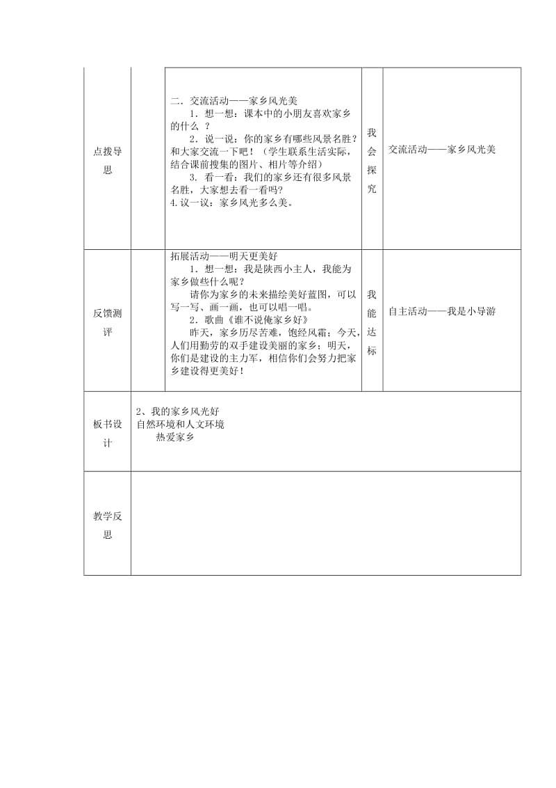 2019年(春)四年级品社下册《我的家乡风光好》教案 未来版.doc_第2页