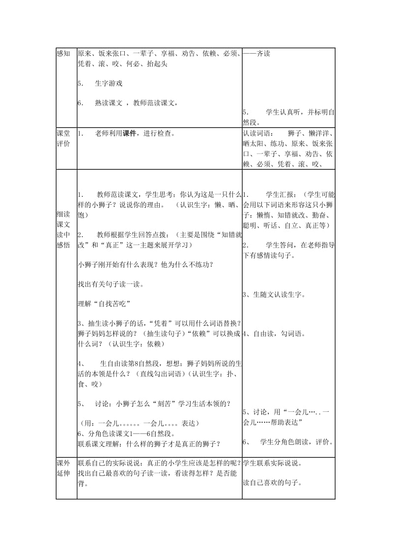 2019年(秋)二年级语文上册《小狮子》教案 北师大版.doc_第2页