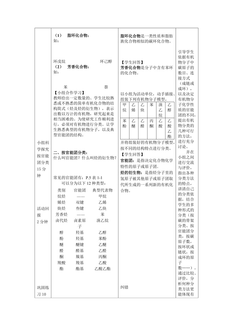 2019-2020年新人教版化学选修5高中《有机化合物的分类》word教案一.doc_第3页