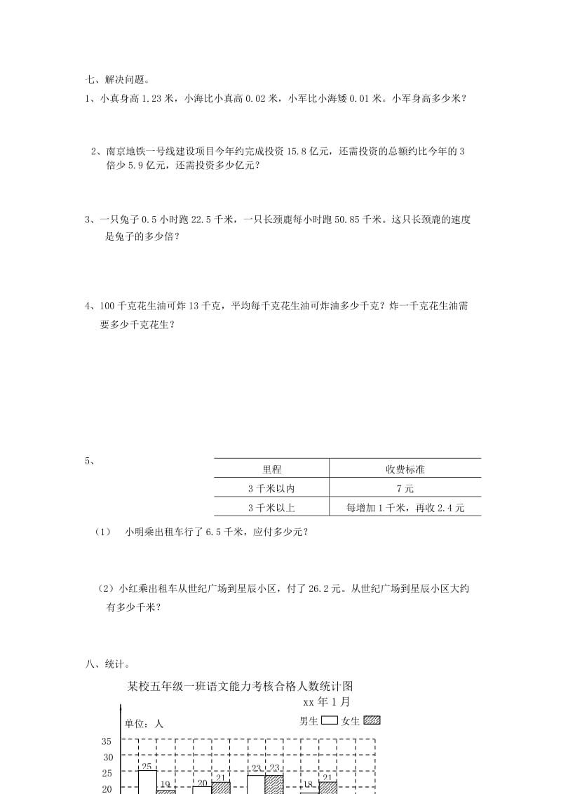 2019年五年级数学上学期期末试卷（12）.doc_第3页