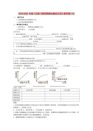 2019-2020年高一生物《物質(zhì)跨膜運輸?shù)姆绞健方虒W(xué)案 (I).doc