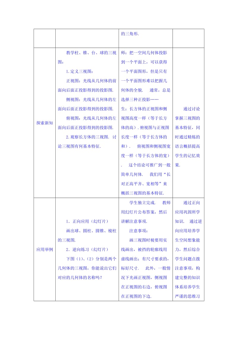 2019-2020年人教A版高中数学必修二 1-2-1 中心投影与平行投影 1-2-2 空间几何体的三视图 教案.doc_第2页