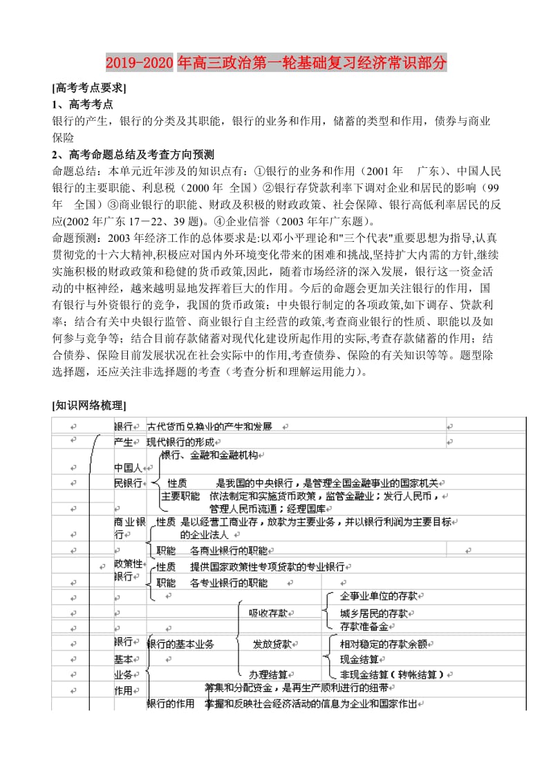2019-2020年高三政治第一轮基础复习经济常识部分.doc_第1页