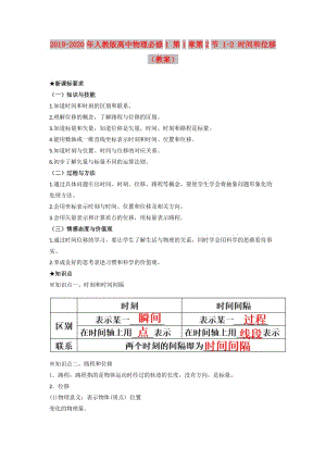 2019-2020年人教版高中物理必修1 第1章第2節(jié) 1-2 時(shí)間和位移（教案）.doc