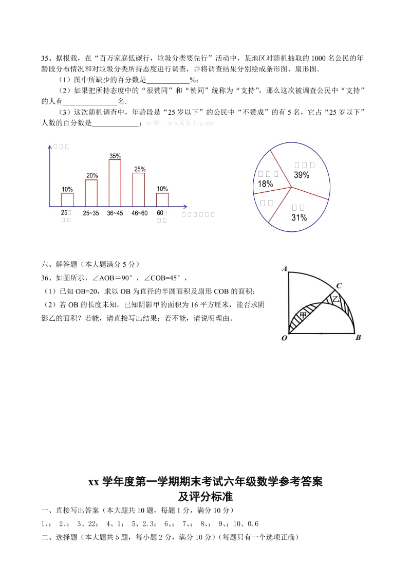 2019年六年级数学上册期末试卷(附答案)沪教版.doc_第2页