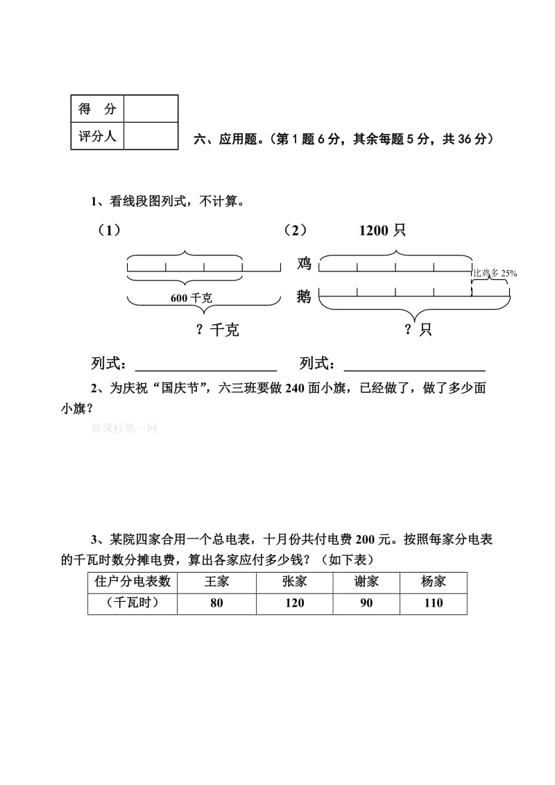 2019年六年级数学期末复习题新课标人教版.doc_第3页