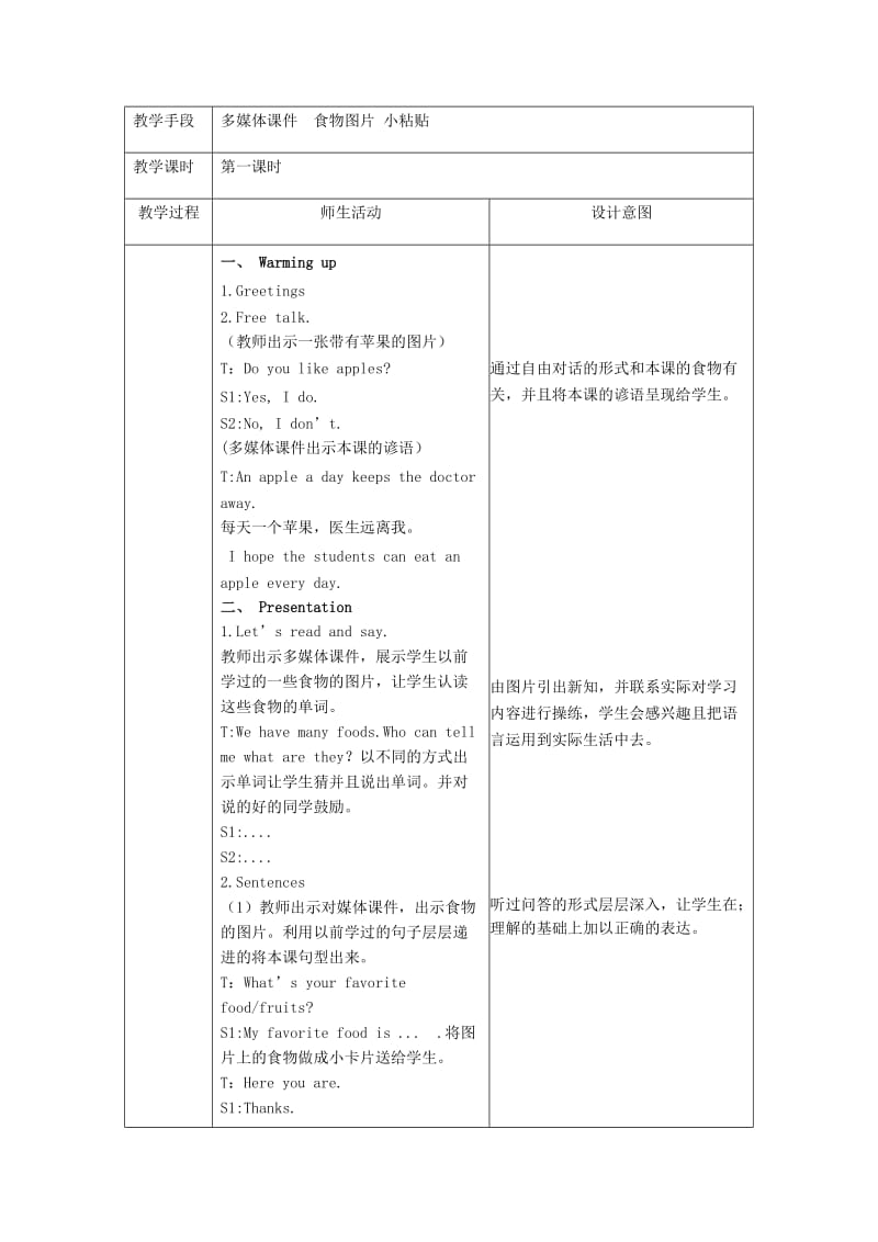 2019年(秋)五年级英语上册 Unit3 What would you like教学设计 （新版）人教PEP.doc_第2页