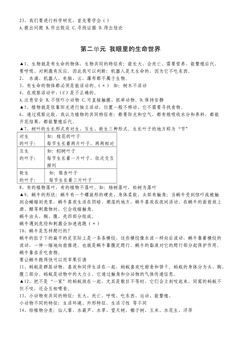 2019年苏教版三年级科学上册复习资料及练习题.doc_第2页