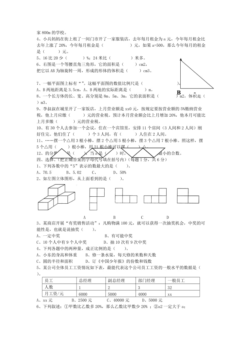 2019年小升初综合素质测试卷（三） 人教新课标版.doc_第2页