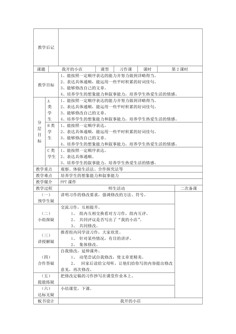 2019年(春)五年级语文下册《习作 我开的小店》教案1 鄂教版.doc_第2页