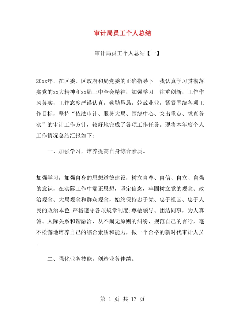 审计局员工个人总结.doc_第1页