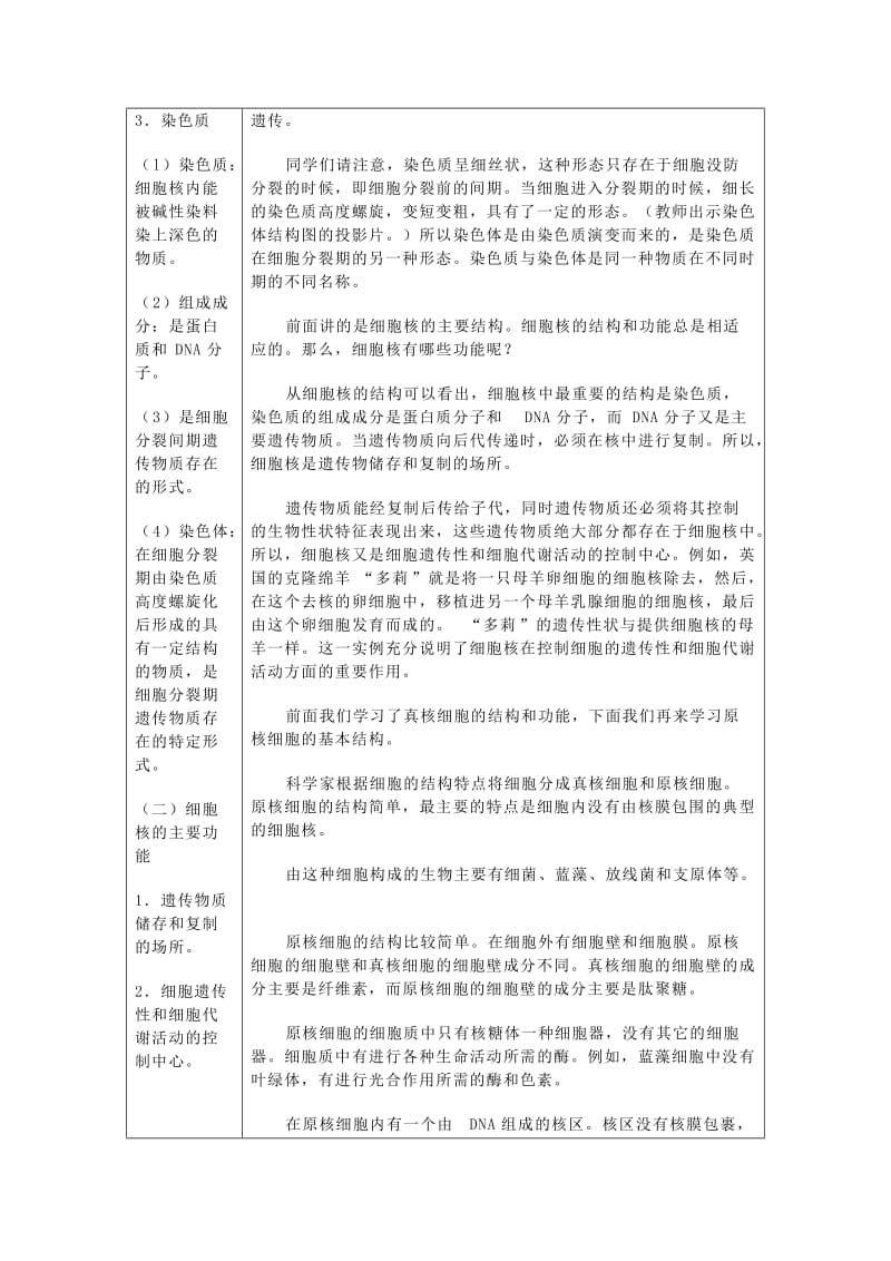 2019-2020年高一生物《细胞核的结构和功能》教学设计之二.doc_第3页