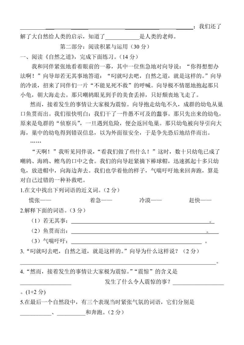 2019年度上学期四年级语文期末考试卷.doc_第3页