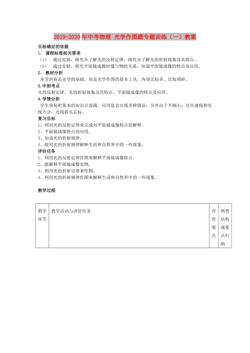 2019-2020年中考物理 光学作图题专题训练（一）教案.doc_第1页