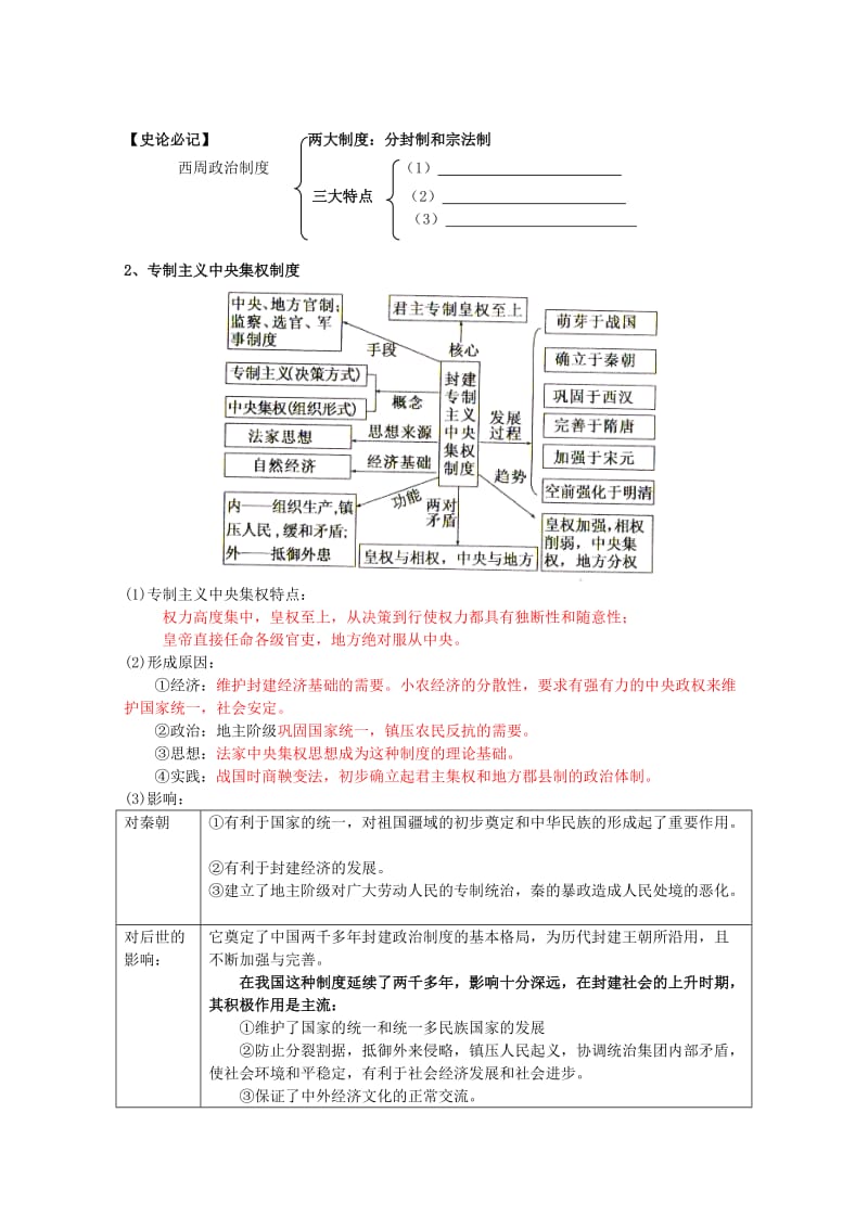 2019-2020年高三历史二轮复习古代中国早期政治制度与专制制度的建立学案.doc_第2页