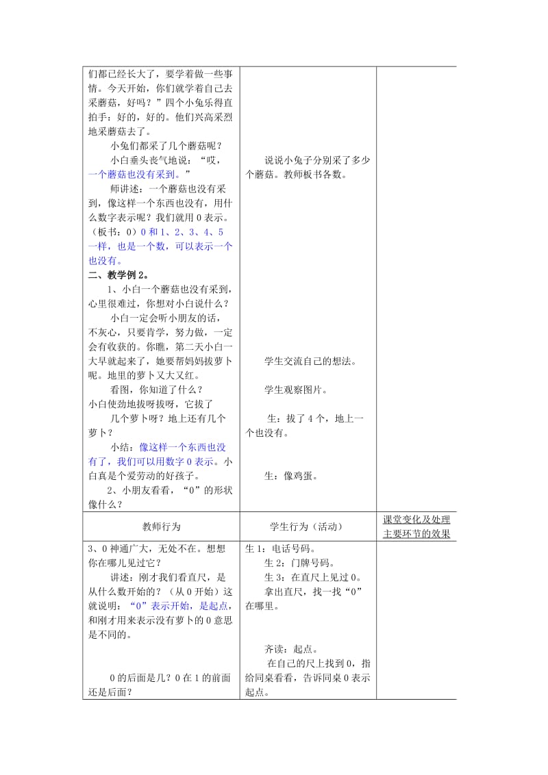 2019年(秋)一年级数学上册 第五单元 0的认识教案 苏教版.doc_第2页