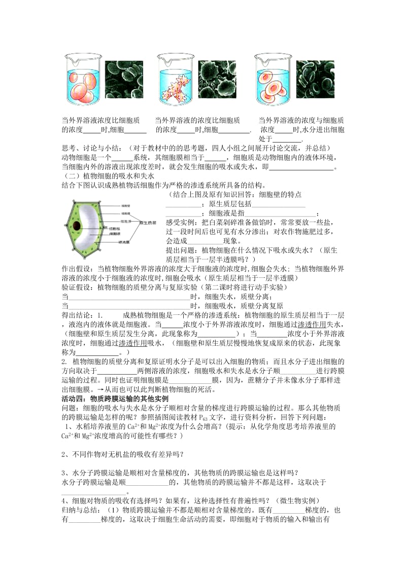 2019-2020年新人教版高中生物必修1《物质跨膜运输的实例》自主导学案典型例题.doc_第2页