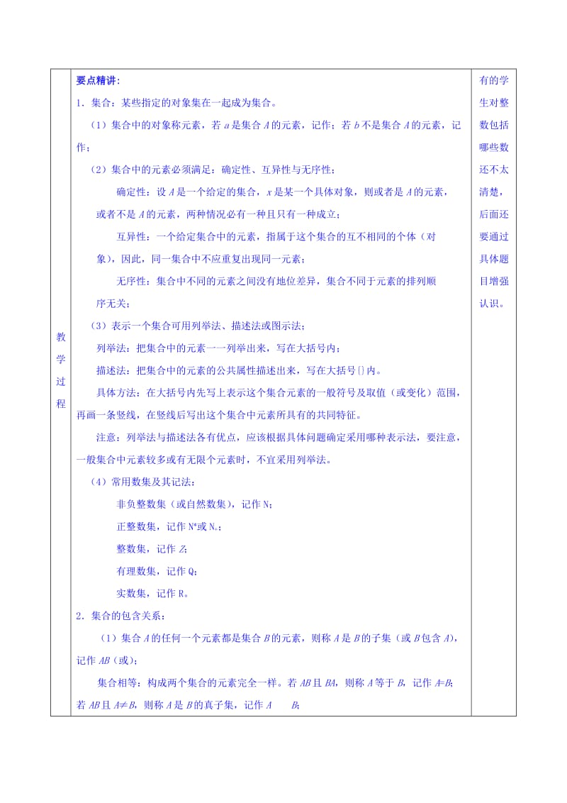 2019-2020年高三上学期数学一轮复习教案：第1讲 集合.doc_第2页