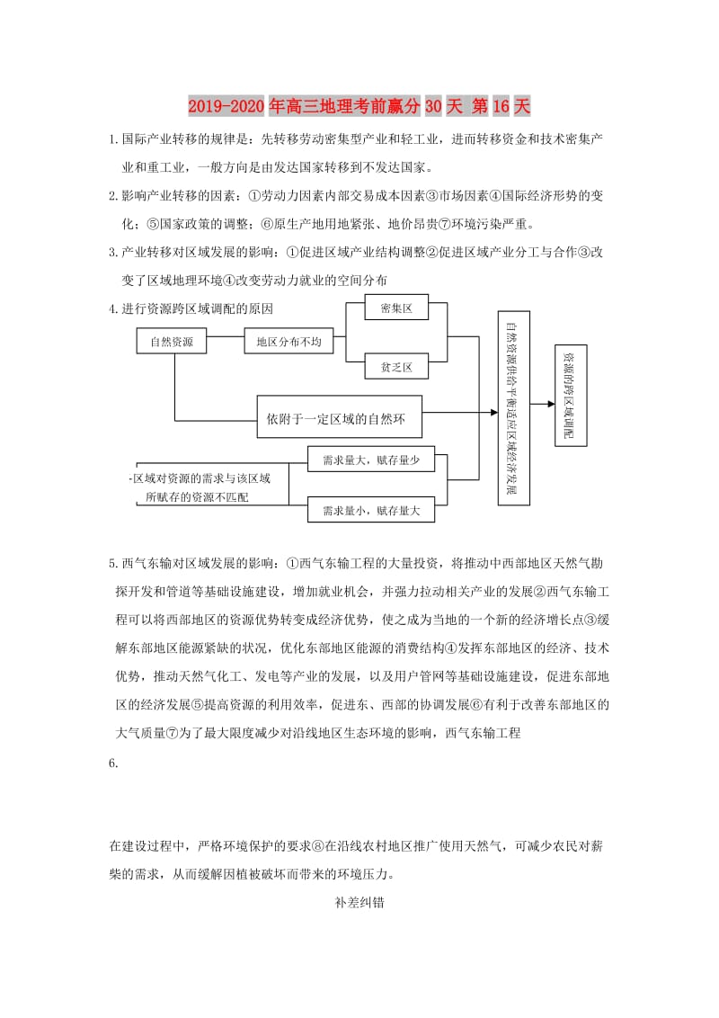 2019-2020年高三地理考前赢分30天 第16天.doc_第1页