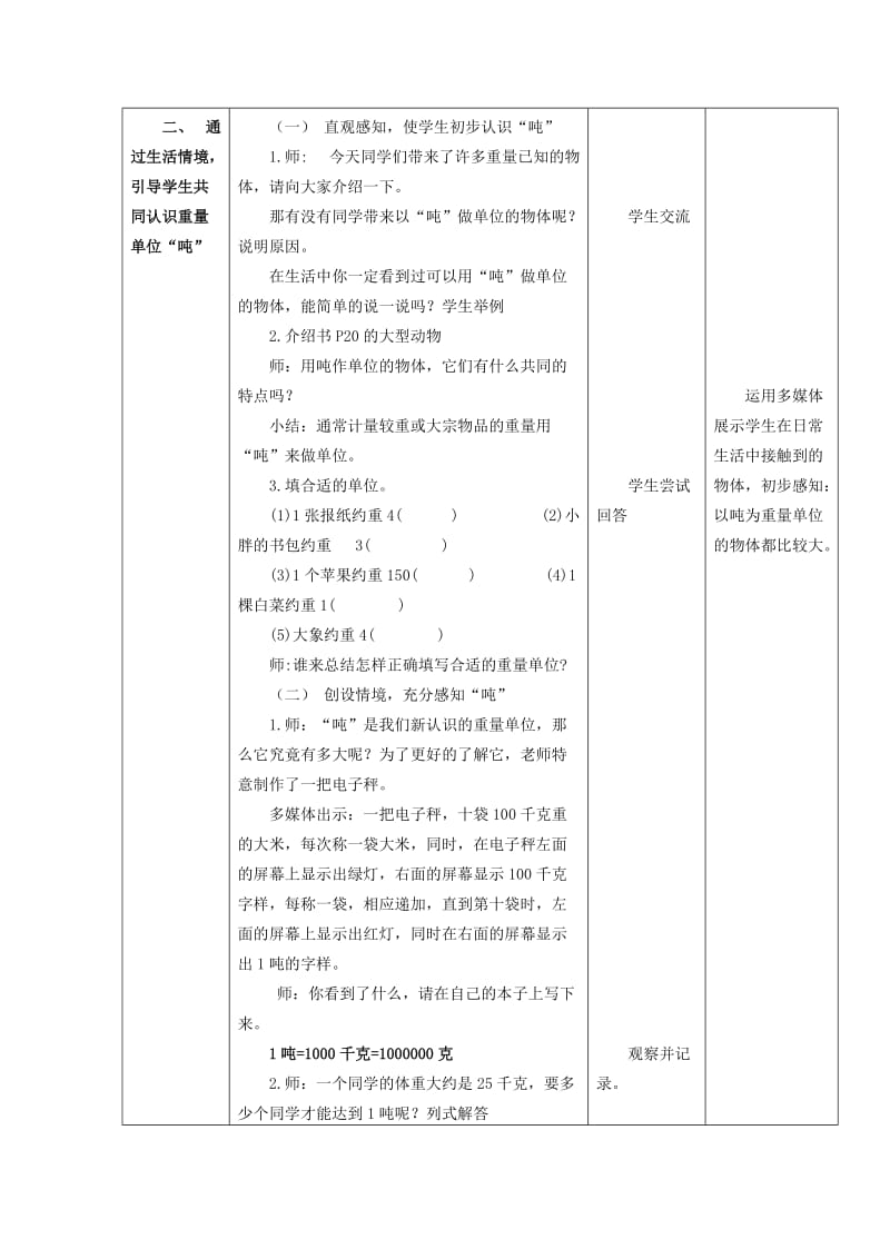 2019年四年级数学上册 2.4从克到吨（第1课时）教案 沪教版.doc_第2页