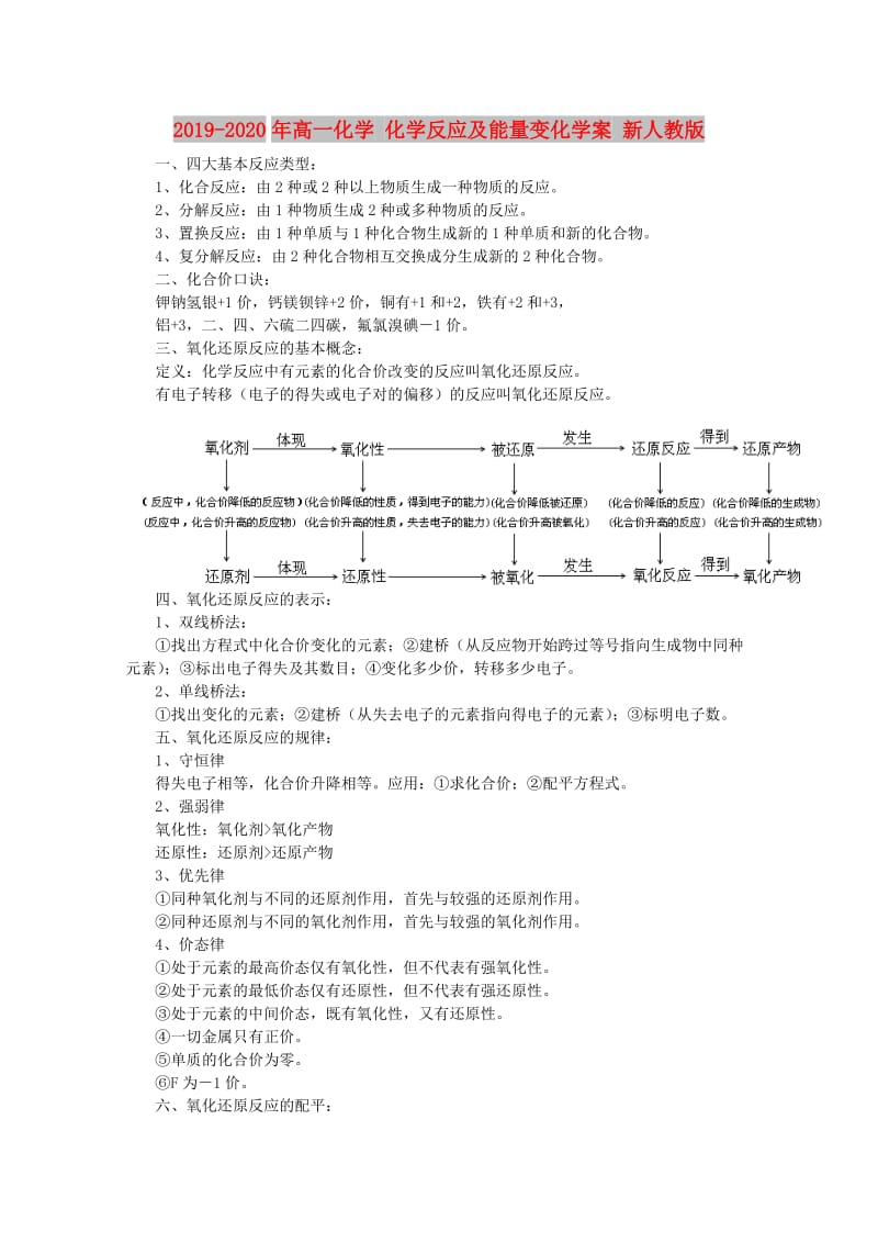 2019-2020年高一化学 化学反应及能量变化学案 新人教版.doc_第1页