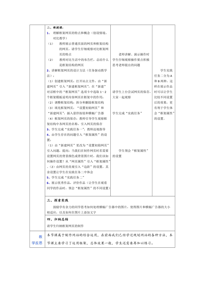 2019-2020年教科版信息技术基础必修《制作网站——运用框架结构制作网页》1课时教案附教学反思.doc_第2页