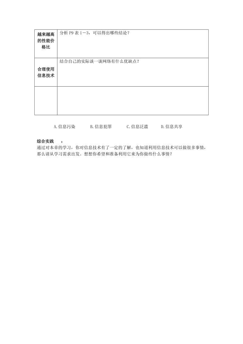 2019-2020年高一信息技术《日新月异的信息技术》学案.doc_第2页