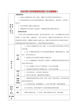 2019-2020年中考物理考點復(fù)習(xí)12 壓強(qiáng)教案2.doc