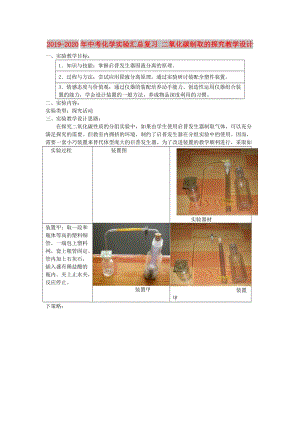 2019-2020年中考化學實驗匯總復習 二氧化碳制取的探究教學設計.doc