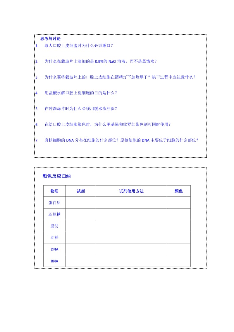 2019-2020年新人教版生物必修1实验三观察DNA和RNA在细胞中的分布名校导学案.doc_第2页